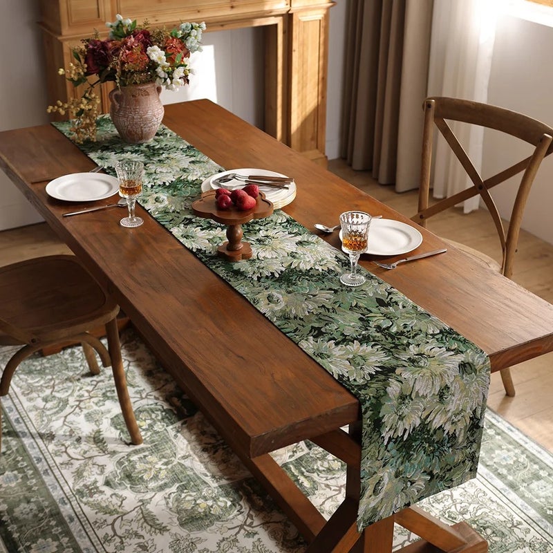 Bluejw High Quality Floral Table Runner Jacquard Monet Gardens Tablecloths and Table Runners for Parties - Image 2